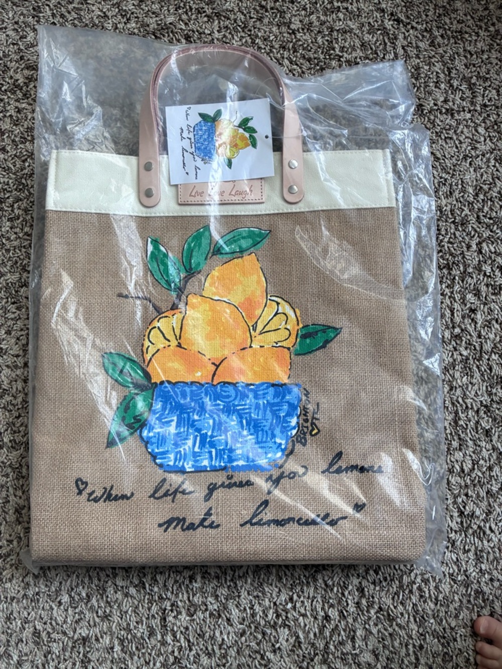 Tote Brown Burlap Bag 15 x 13.5 NWT